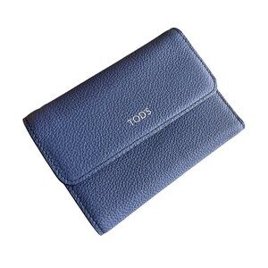 Tod's Woman Blue Pebbled Leather SEL Tri-fold snap wallet, XAWSELB1201WEB0GYA